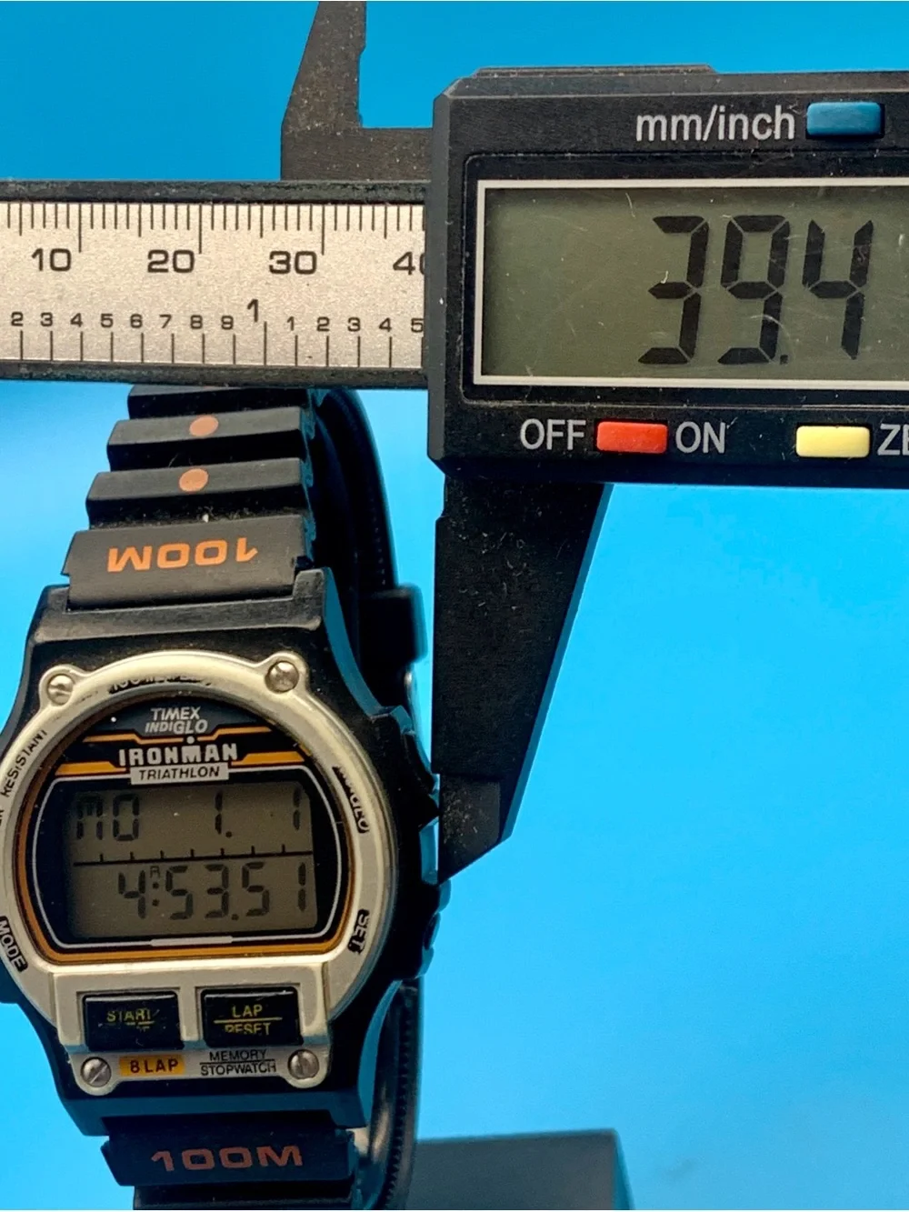 TIMEX IRONMAN TRIATHLON Men’s Vintage 1994 8 Lap Digital Watch Works New Battery